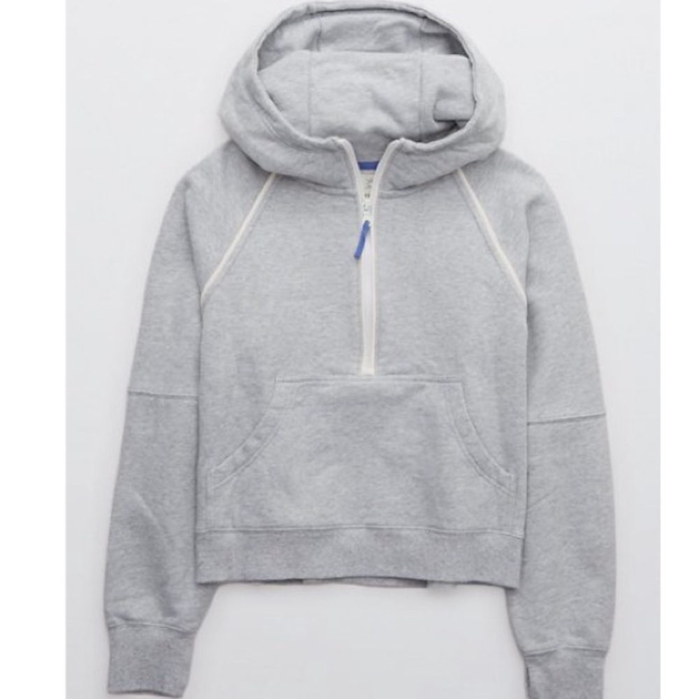 Offline by Aerie Throwback Quarter Zip Gray XS NWOT